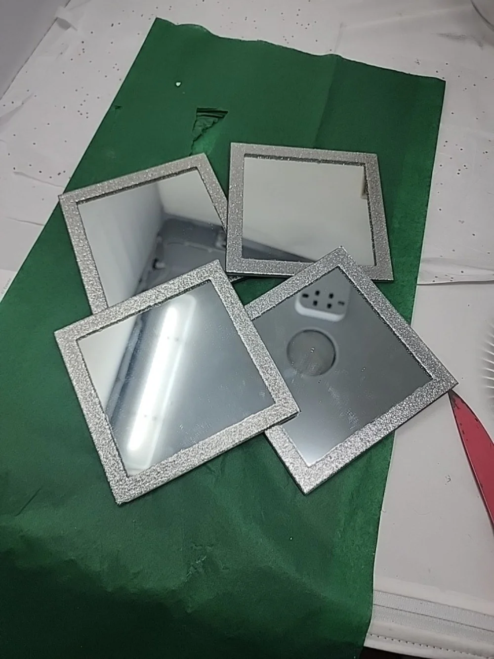 Sparkling Silver Square Accent Mirrors - Set of 4